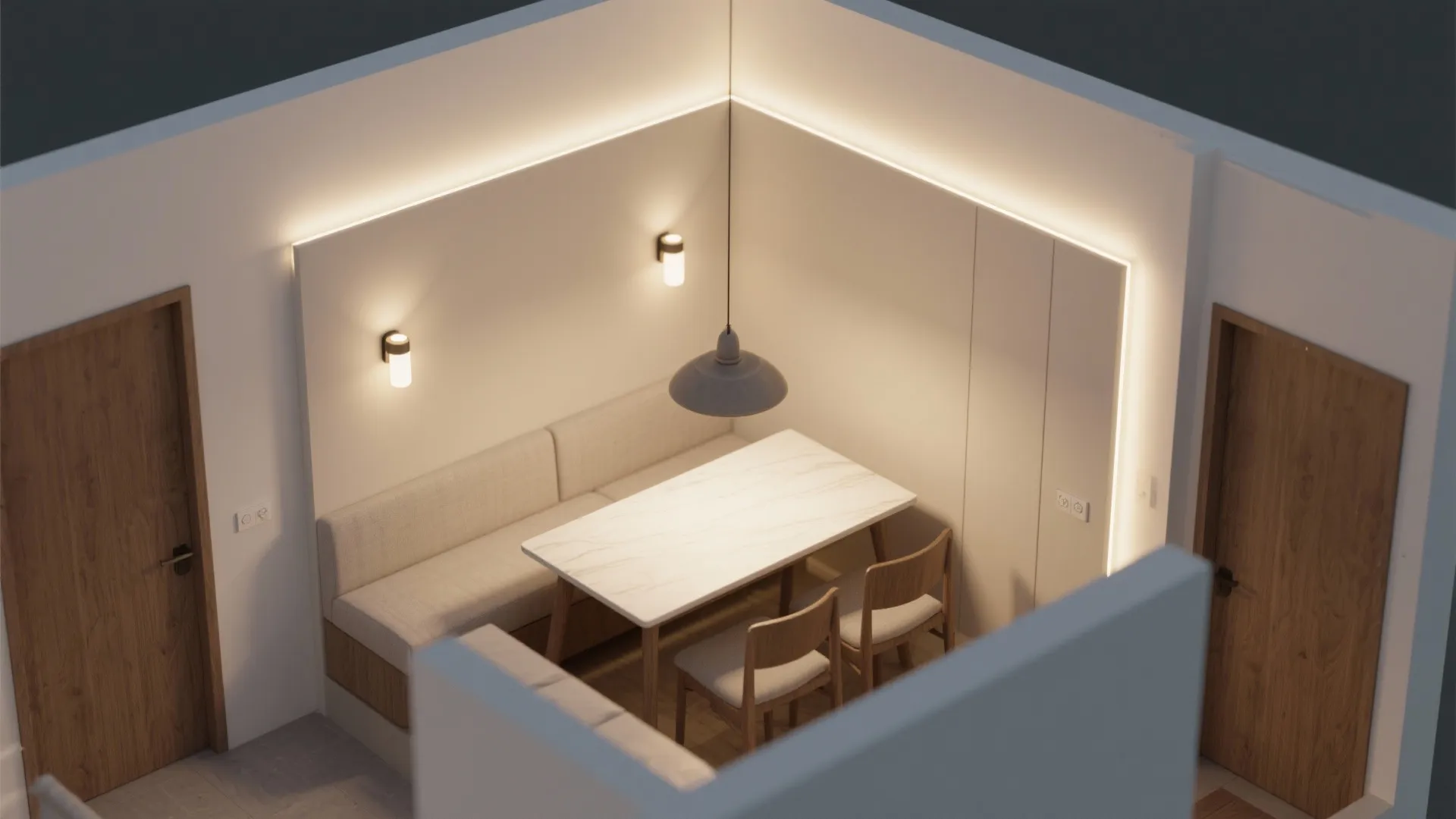 5) Mixed Layers: Pendant + Wall Sconces for Depth