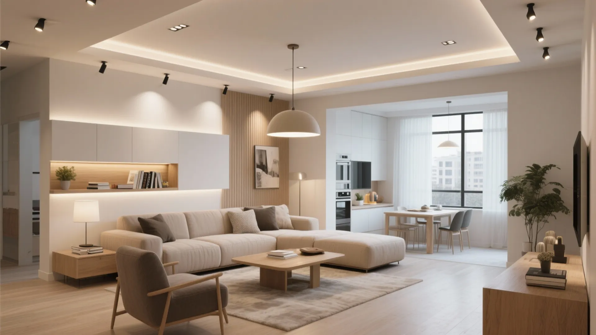 4. Layered Lighting with Recessed Spots