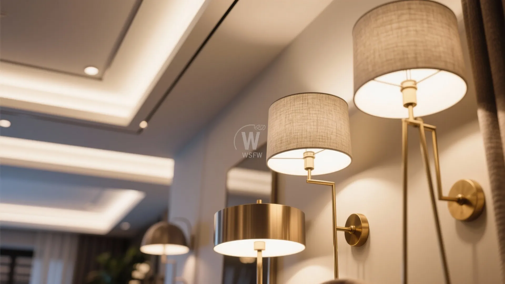 Close-up of layered lighting with warm cozy tones