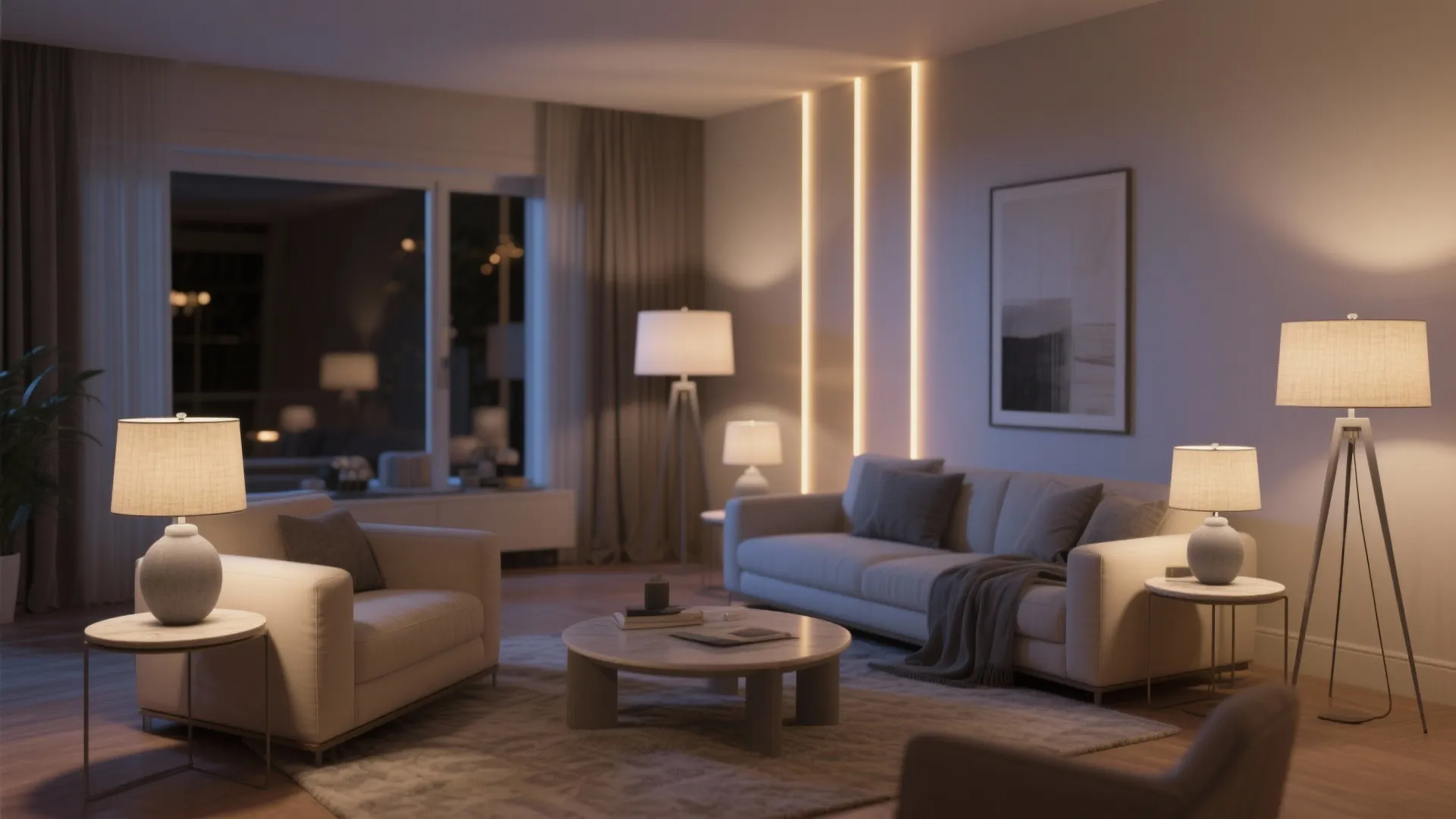 8. Layered Lighting with Neutral Shades