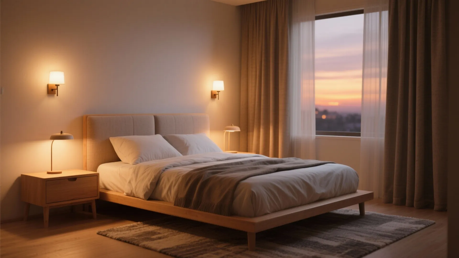 Layered lighting and restful acoustics