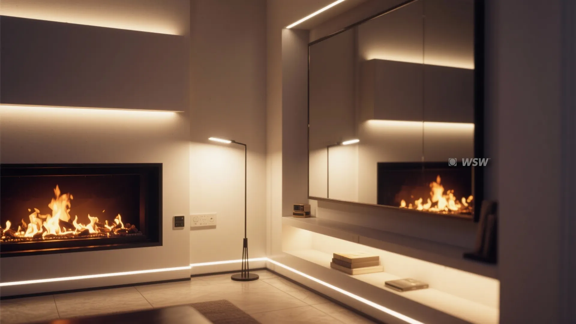 5) Layered Lighting and Mirrors to Amplify the Corner Feature