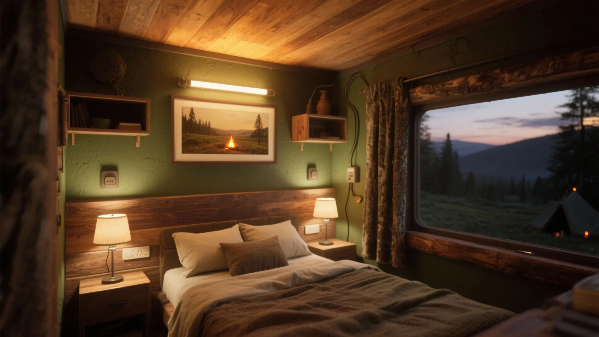 Warm, layered lighting (no cave vibes)