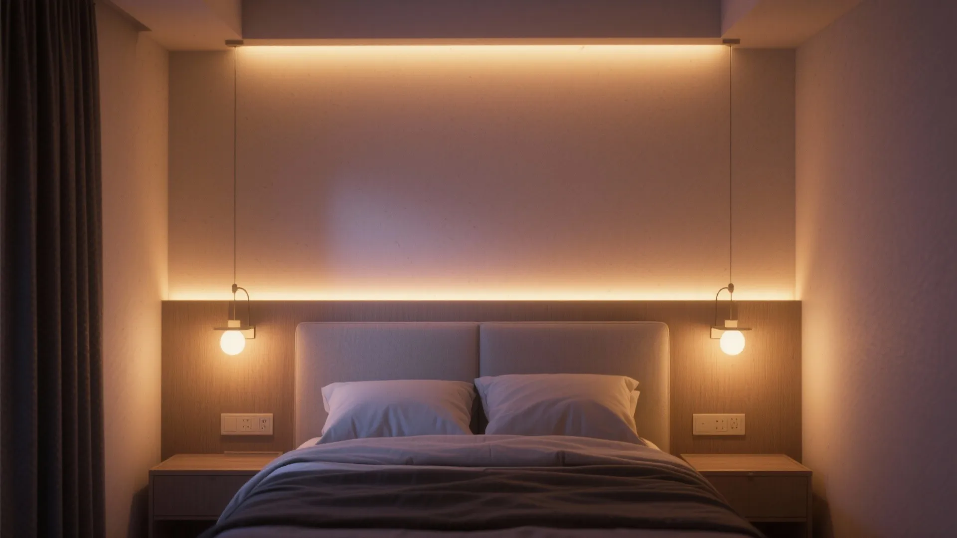 5) Layered lighting that paints the wall
