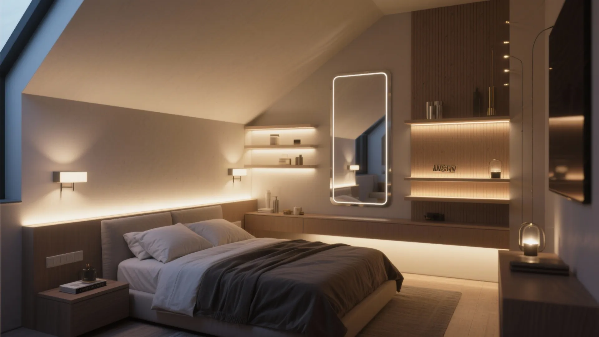 [Section: Layered Lighting and Mirrors for Openness]