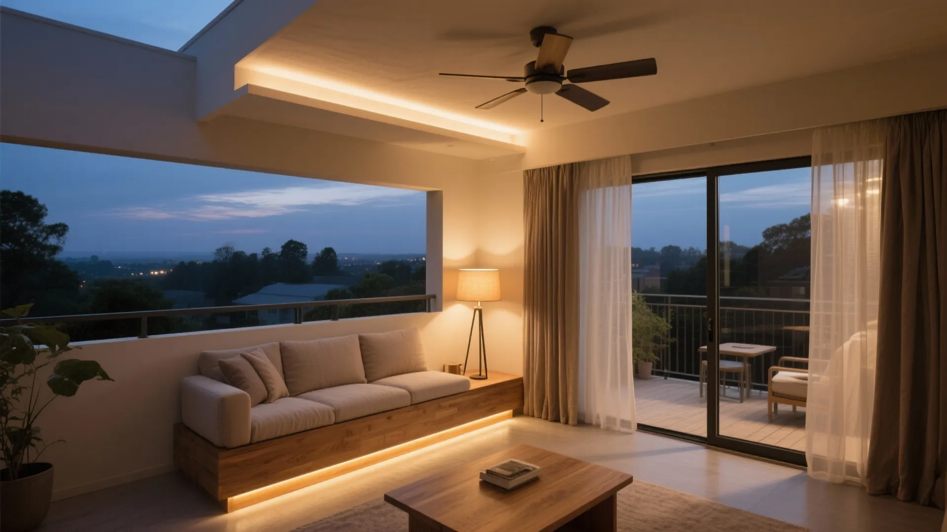 Layered lighting and cross-ventilation