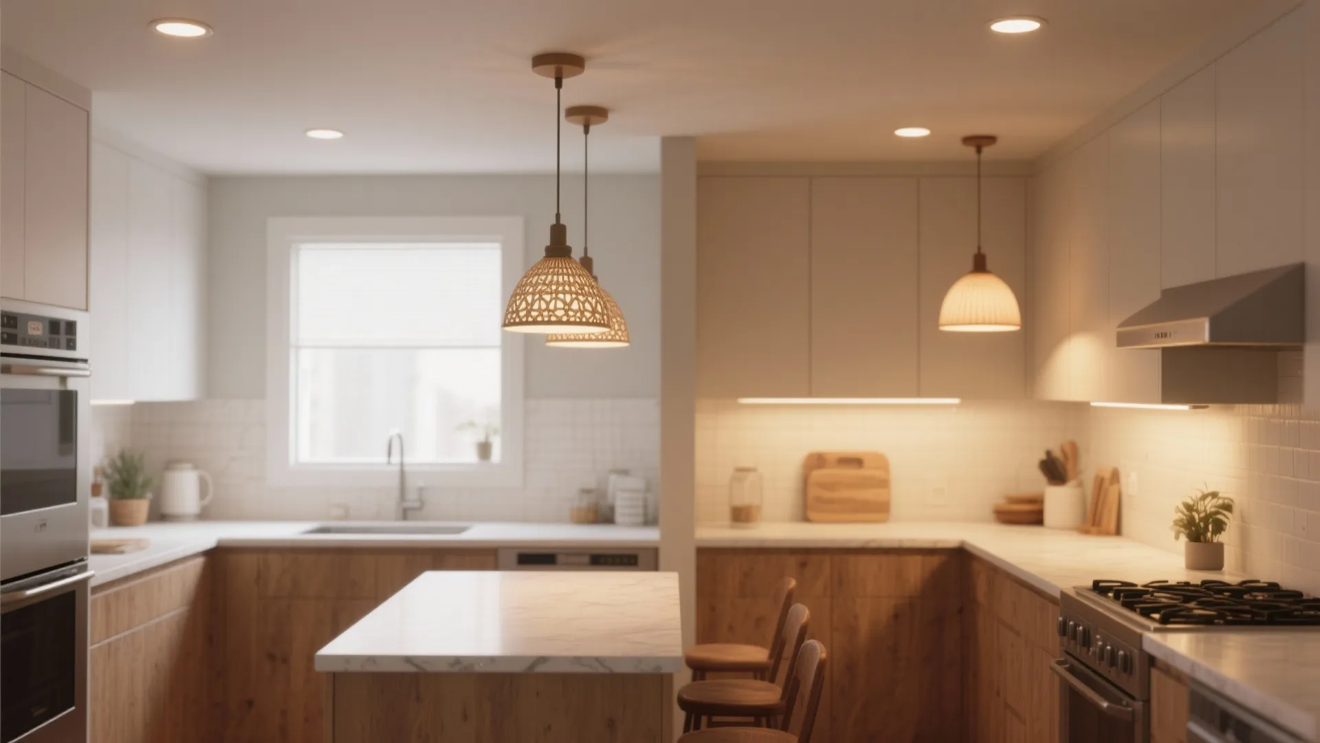 4. Layered Lighting: Combine Recessed and Pendants