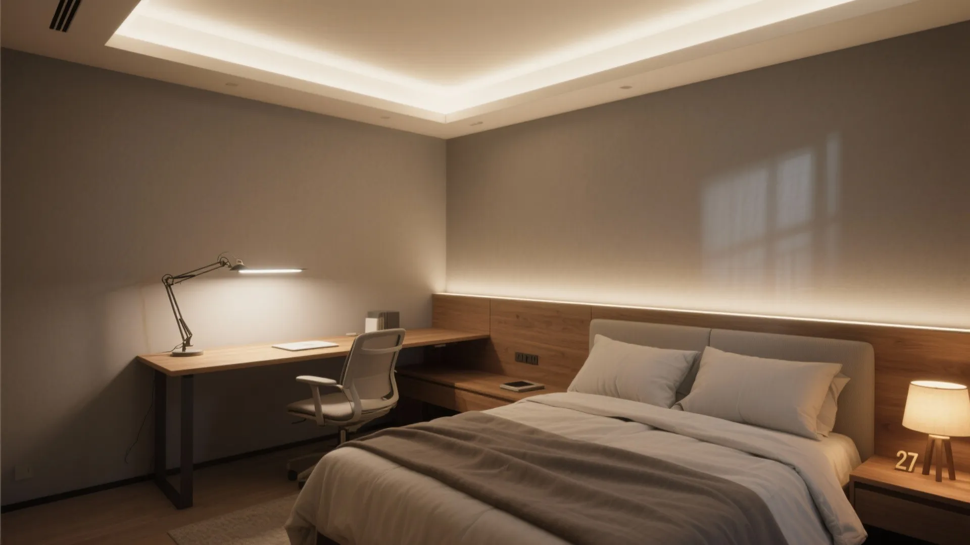 Layered lighting for focus and calm