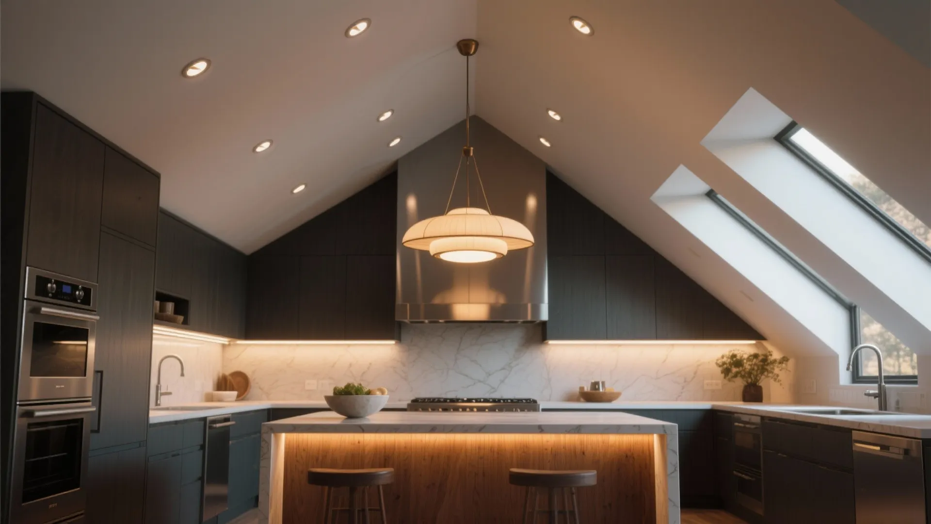 1. Bring light down with layered lighting