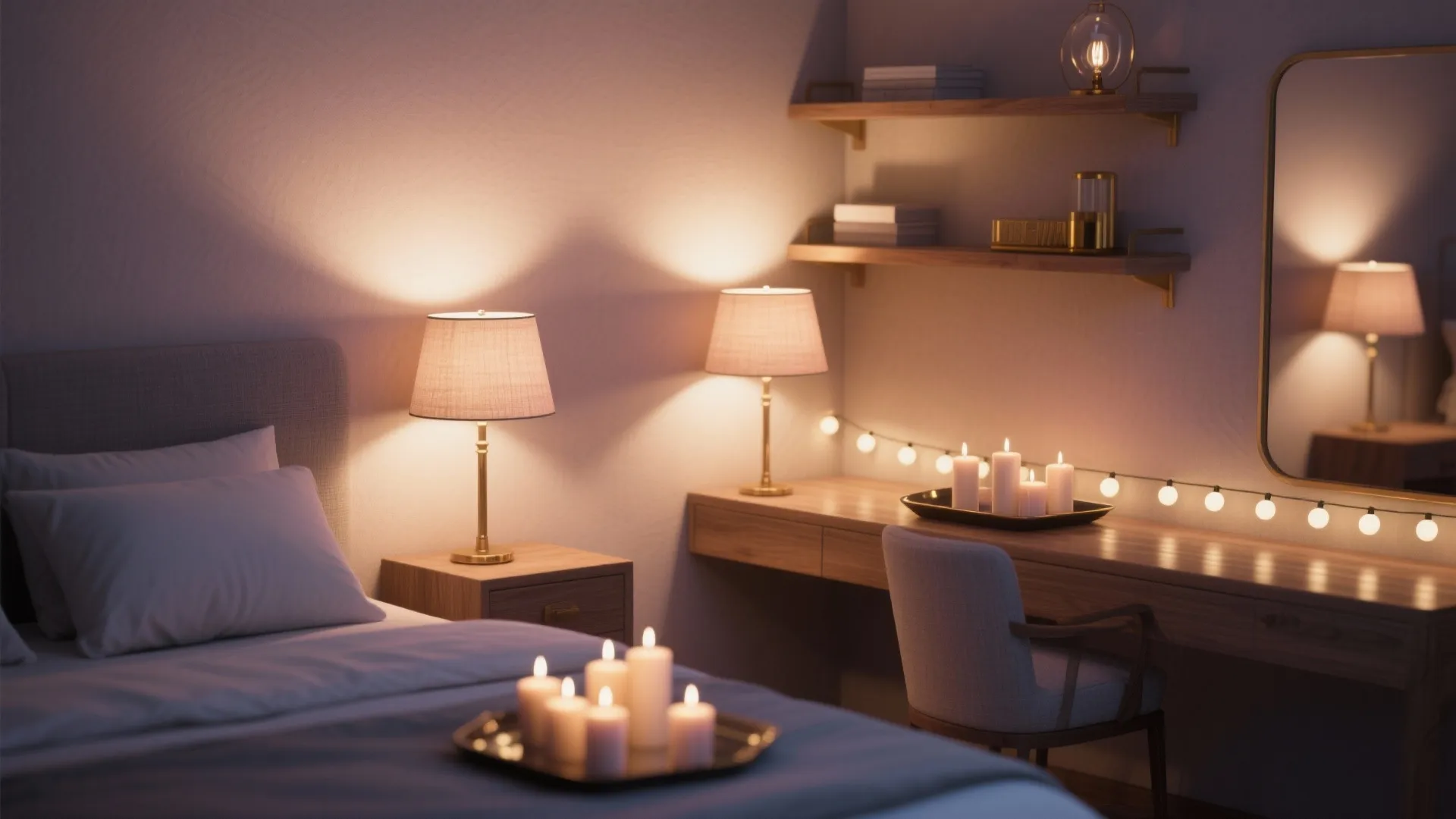 Layered Lighting: Candles, Lamps, and a Golden Glow