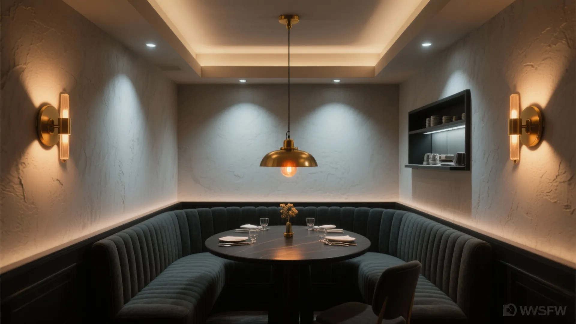 3. Layered lighting to set mood and function