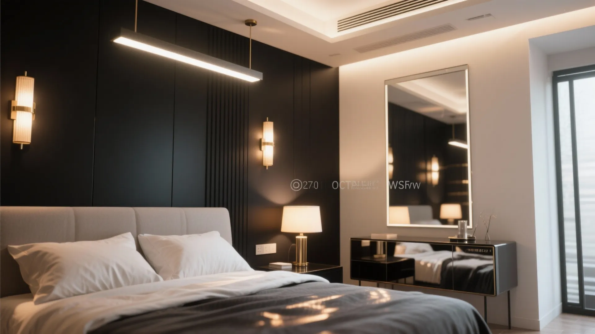 3. Layered lighting and reflective accents