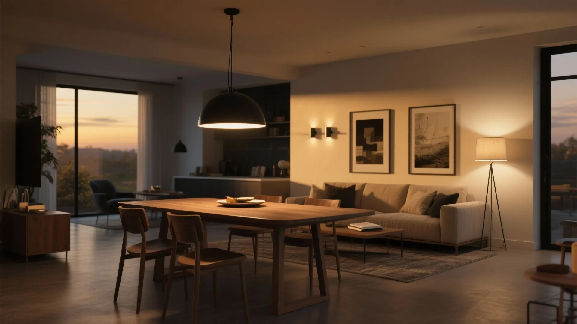 Layered Lighting for Work, Dining, and Relaxing