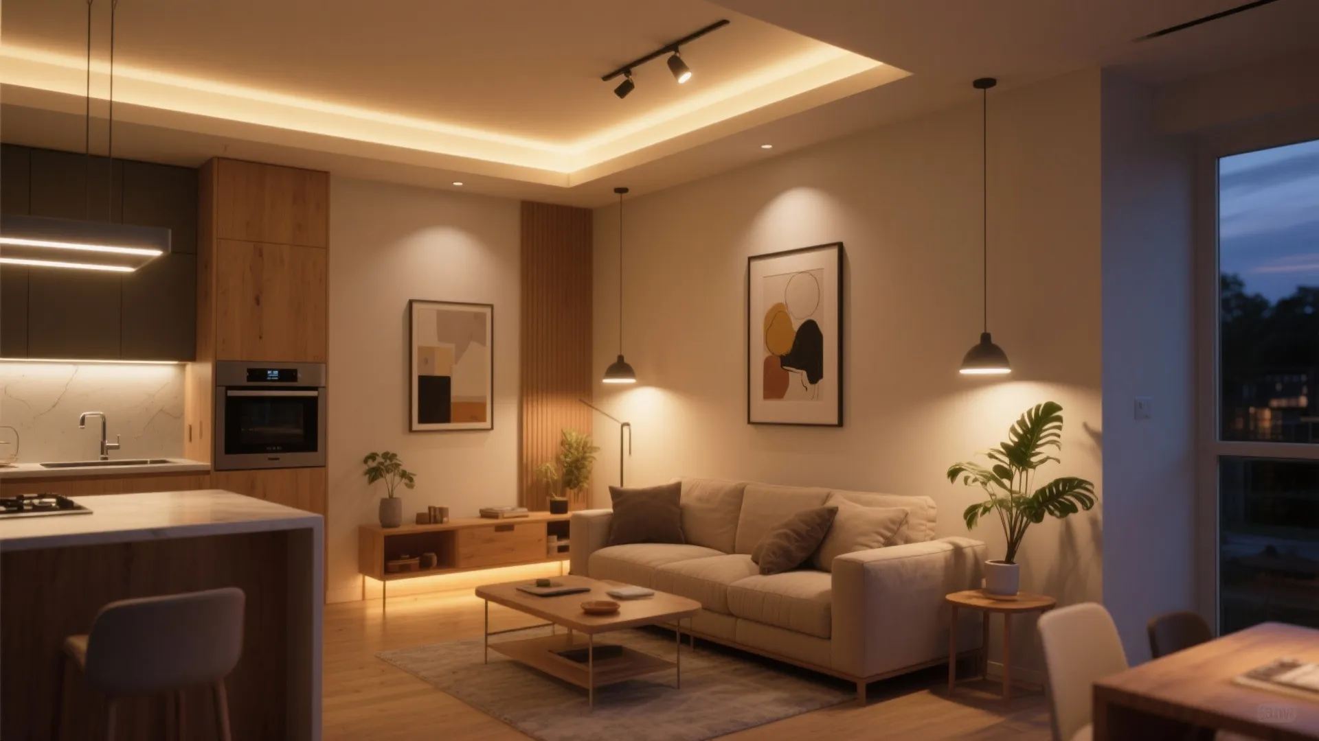 4) Layered lighting that flatters (and saves energy)