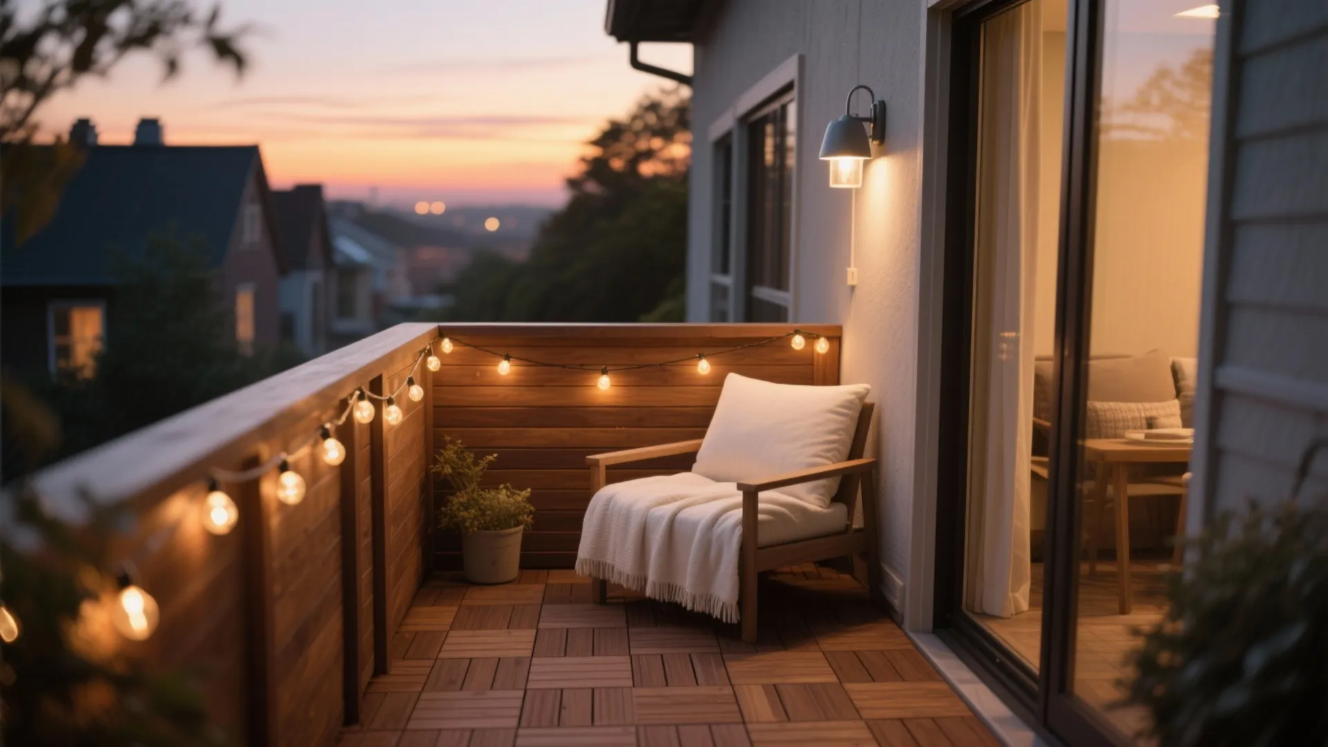 Layered lighting and warm wood textures