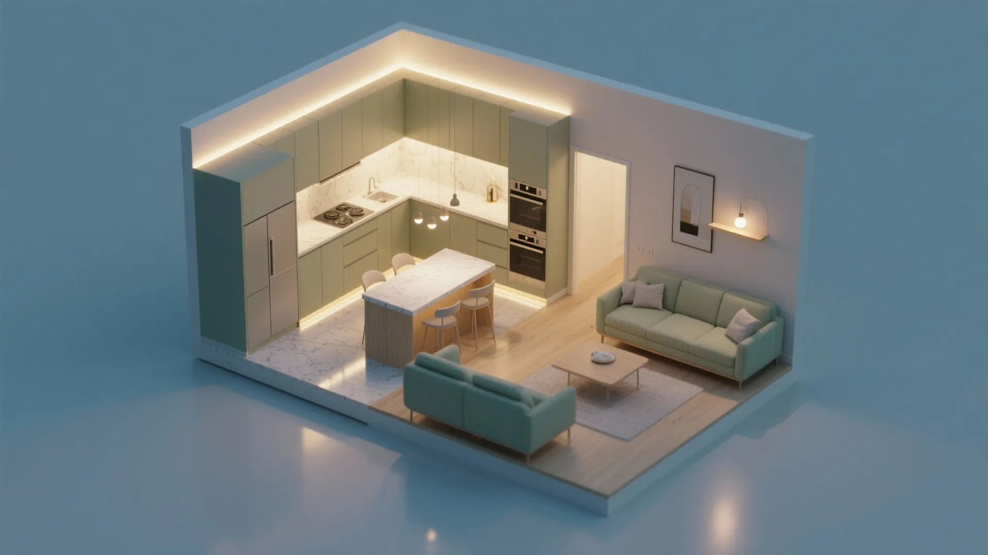 Layered lighting and reflective balance