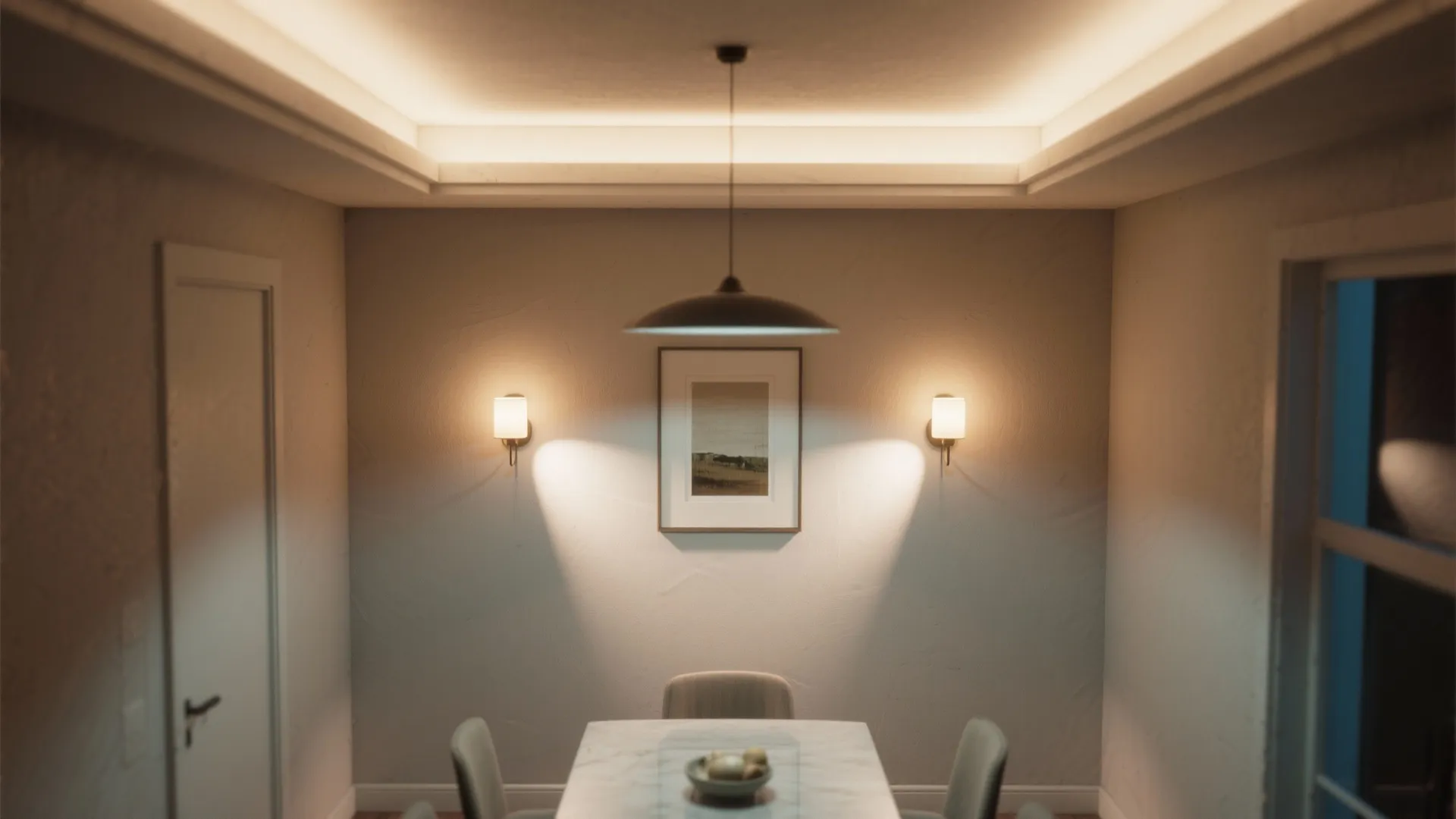 3. Layered lighting with wall and ceiling combinations
