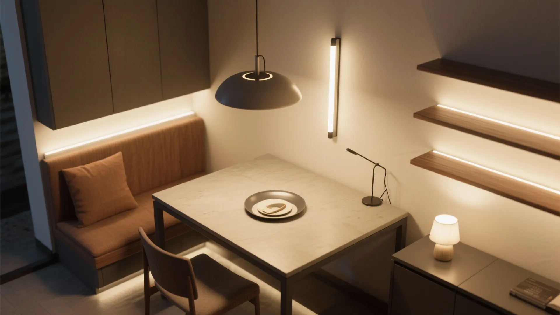 2. Layered lighting: combine task, ambient, and accent