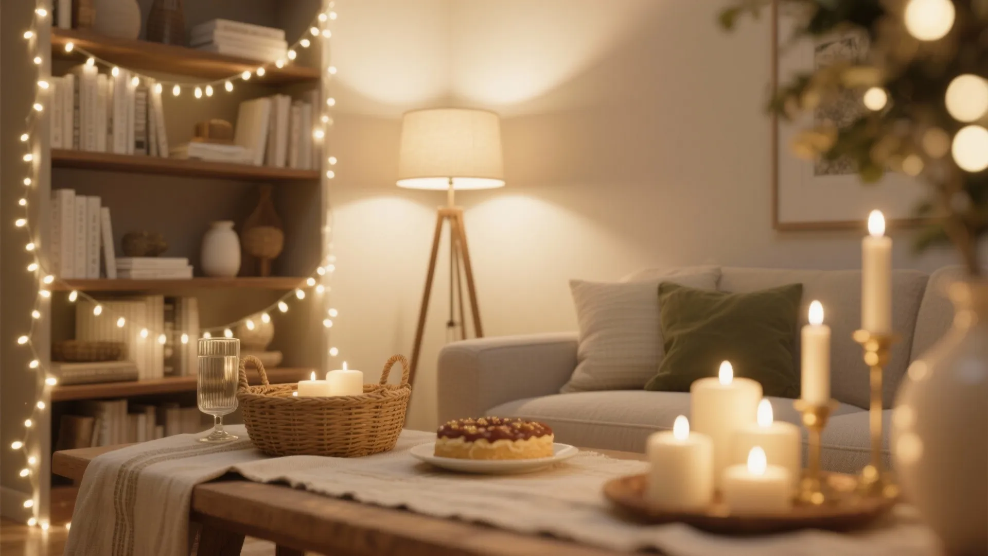 Layered Lighting Glow (Fairy Lights, LED Candles, Lamps)