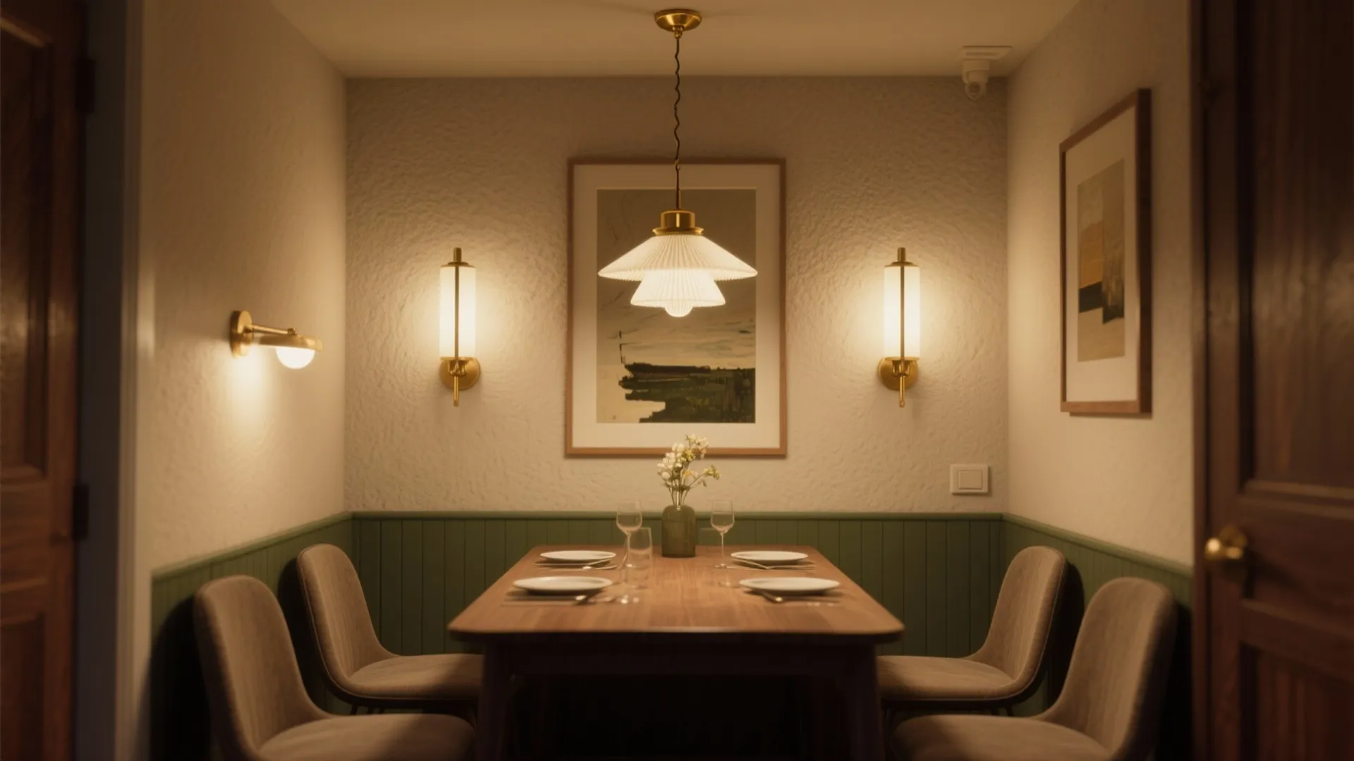 Layered Light: Pair a Petite Chandelier with Sconces or a Picture Light