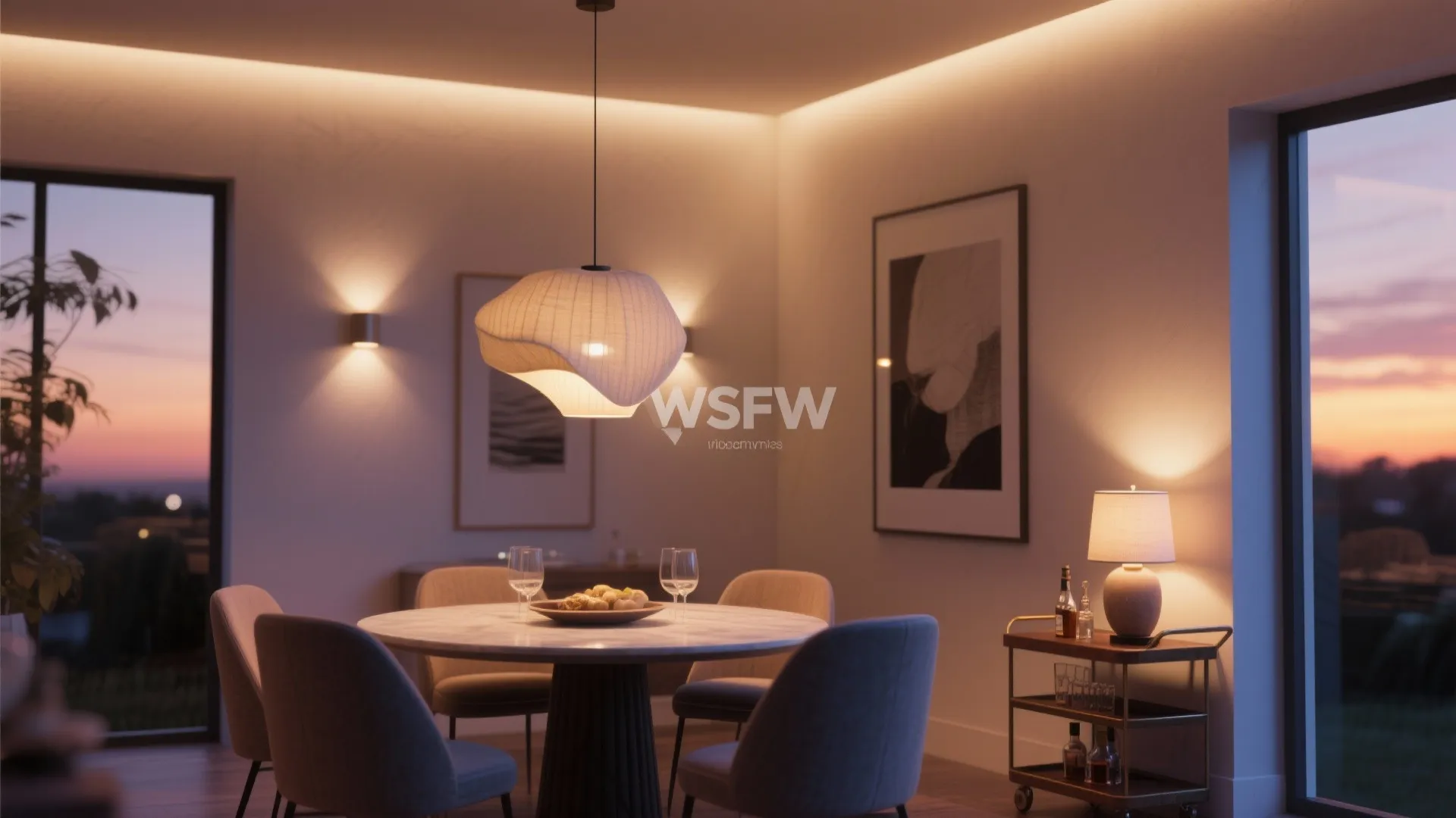 3) Statement pendant and layered lighting