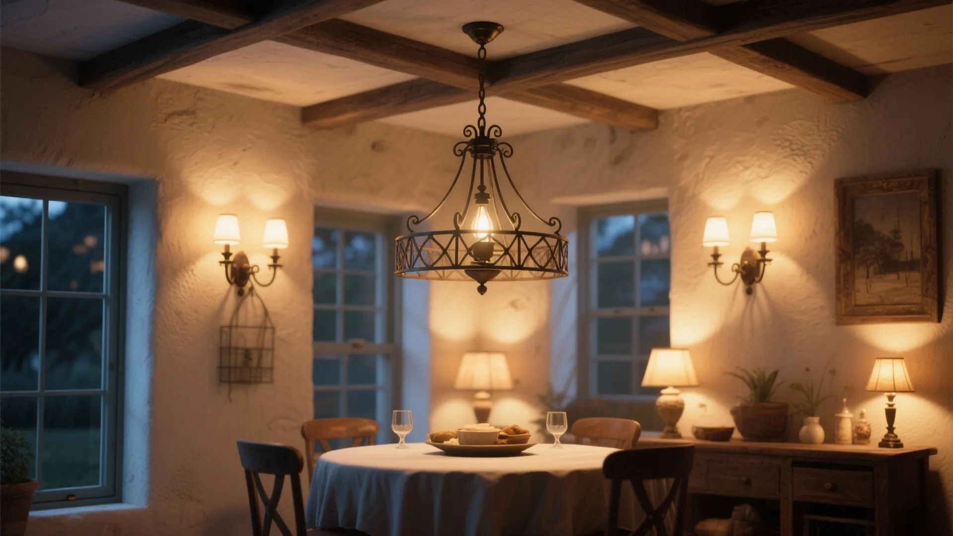 4. Layered lighting and a statement fixture