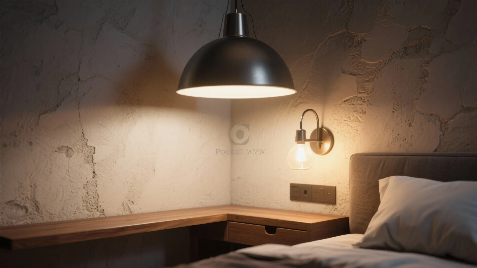 2. Layered lighting with a strong focal fixture