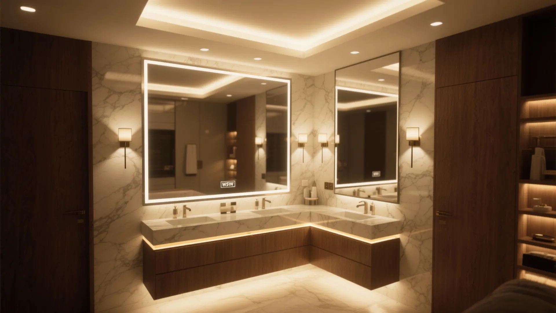3. Layered Lighting and Mirrors