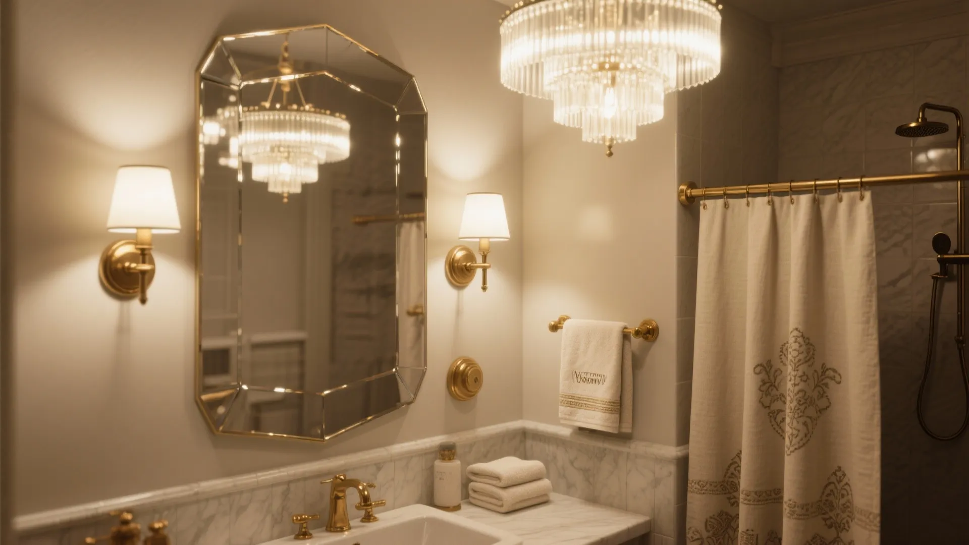 5. Layer lighting, mirrors, and textiles