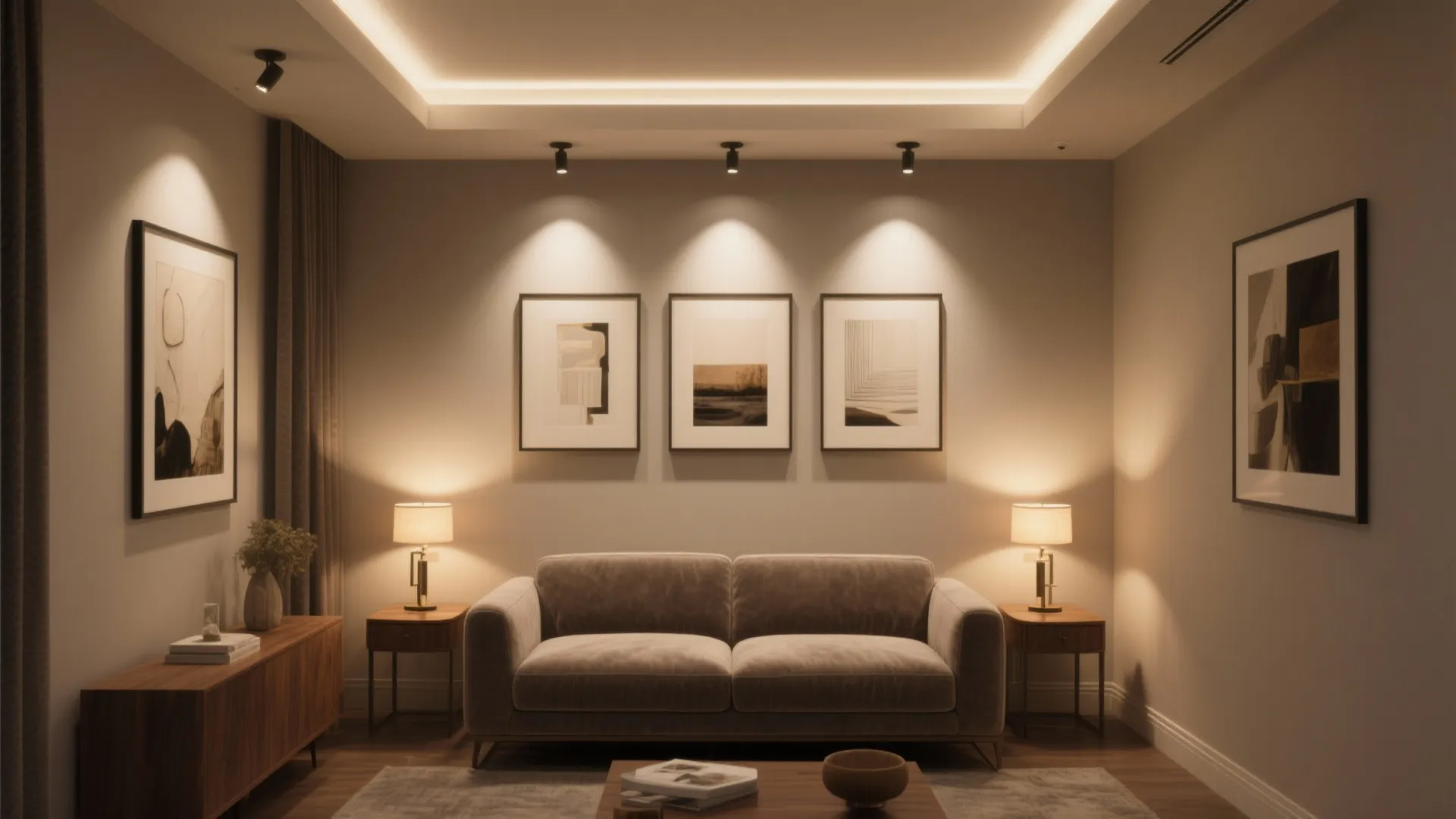 Layered Lighting That Enlarges the Room