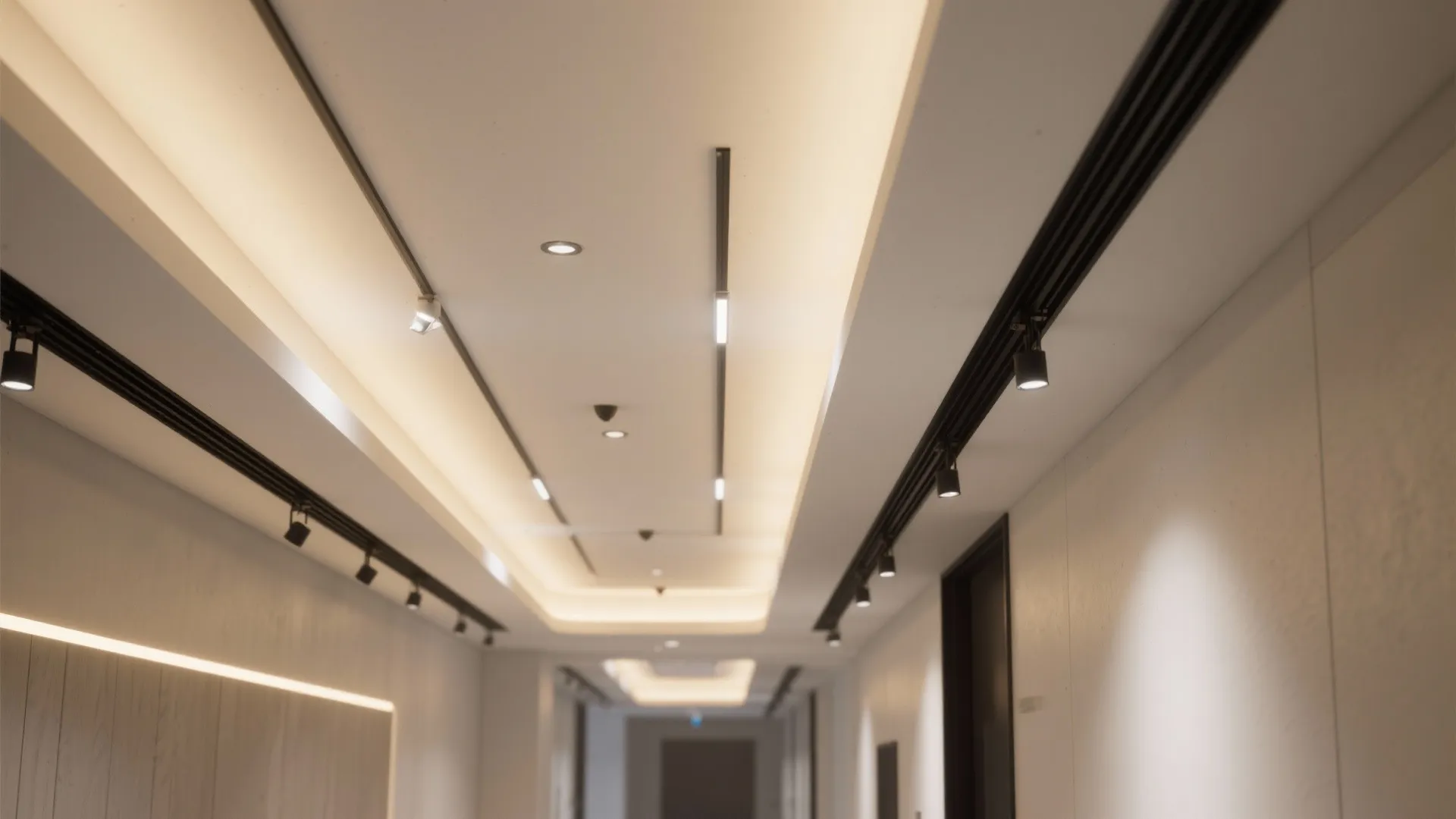 Smart Layered Lighting with Dimmable Zones and Concealed Track