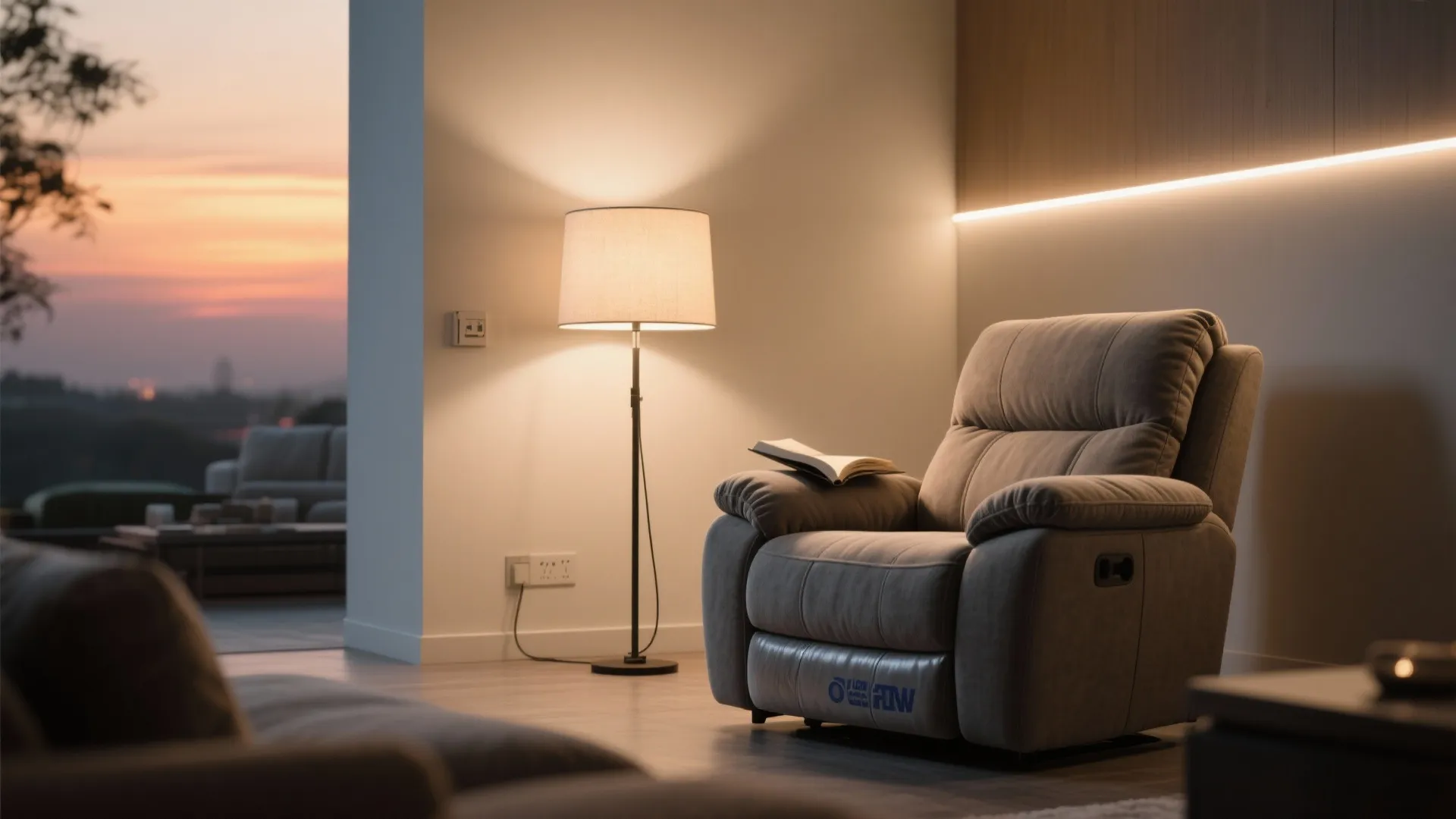 Layered lighting that flatters the recliner’s silhouette