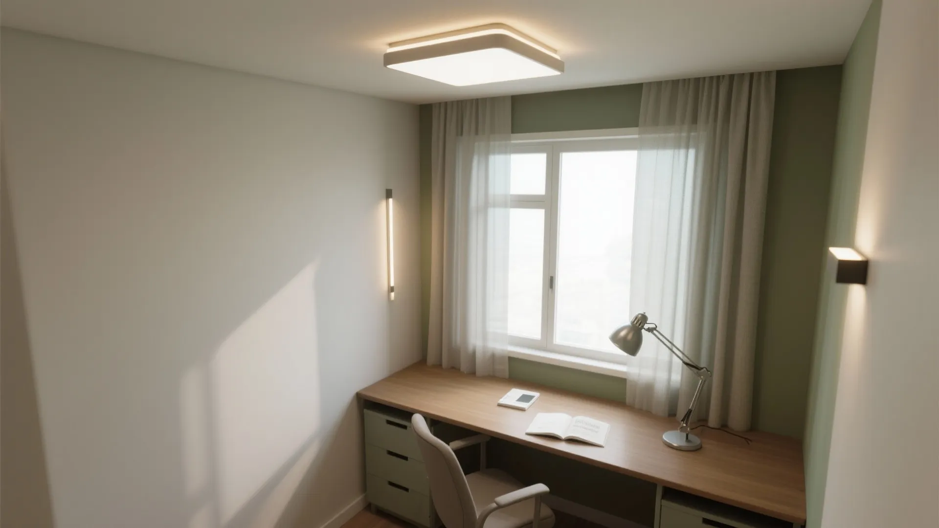 Layered task lighting with daylight control