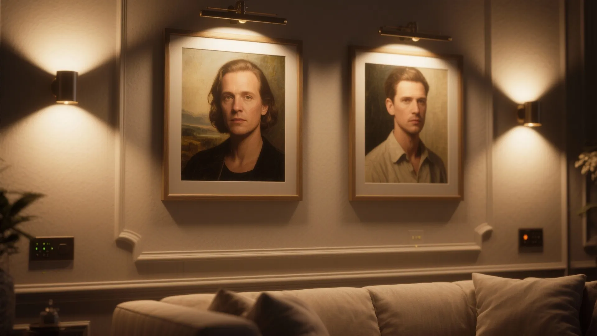 Layered lighting that flatters paintings and faces