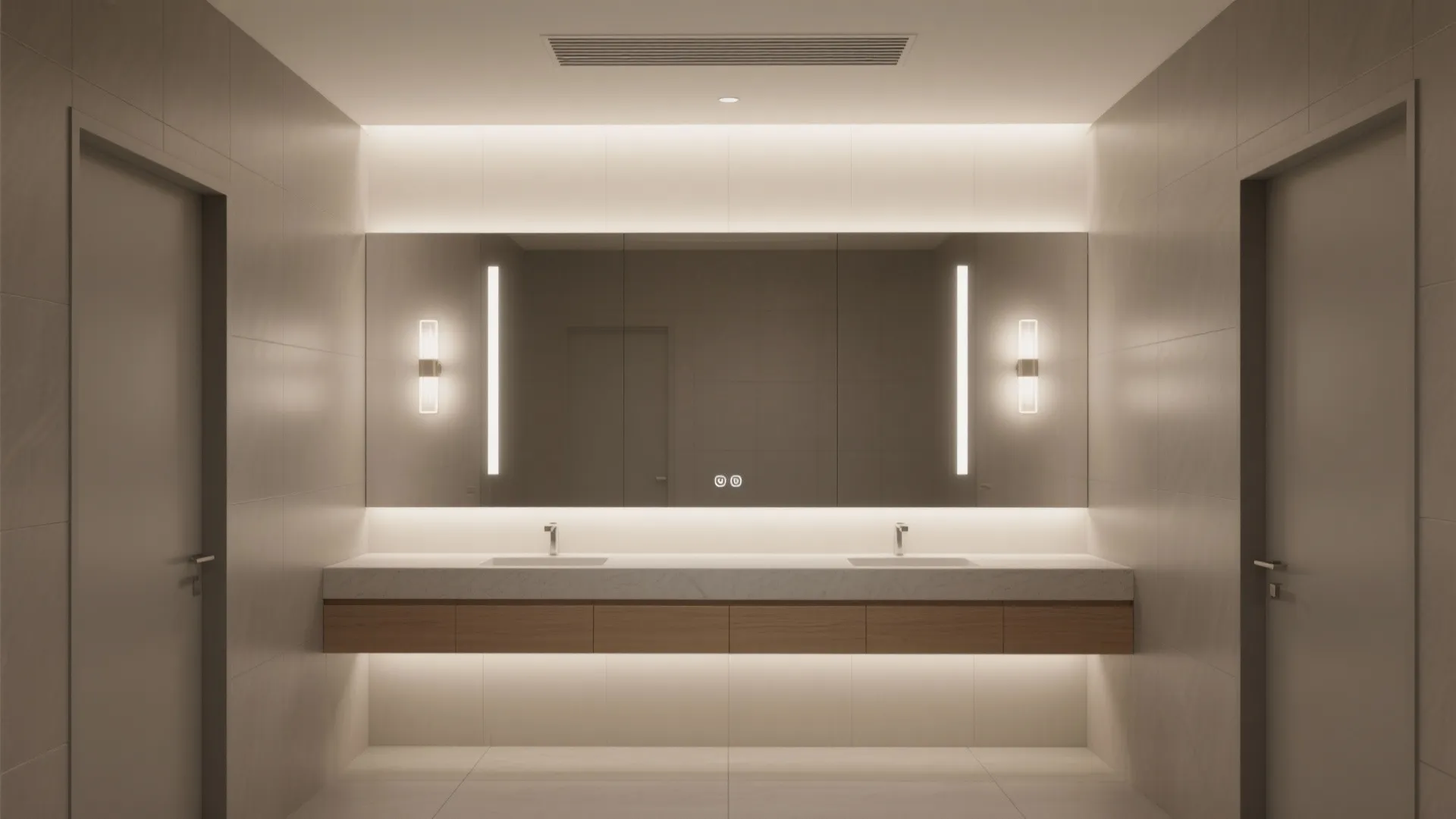 Layered Lighting, Big Mirror, and Quiet Ventilation