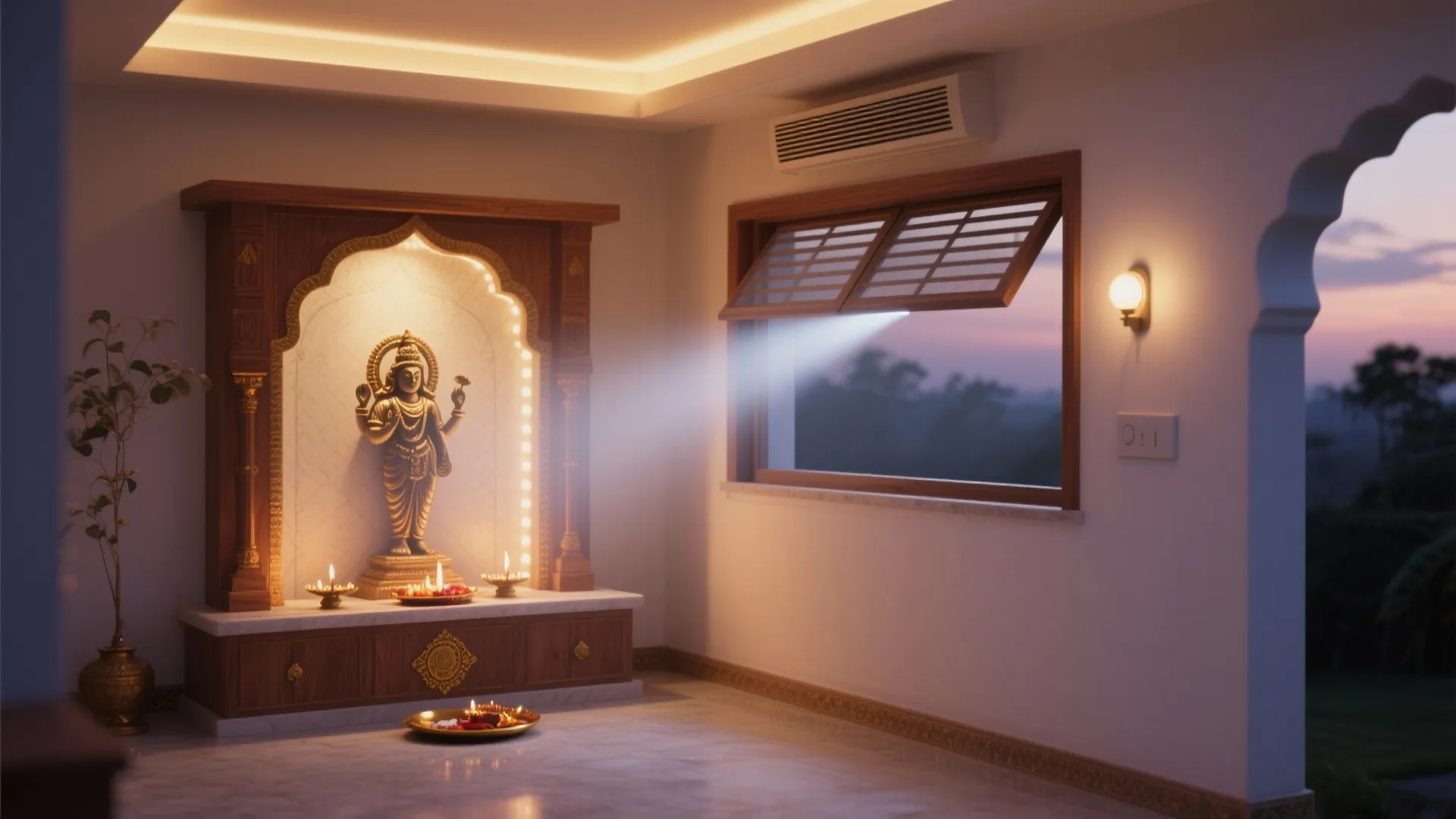 Layered lighting and clean air for rituals