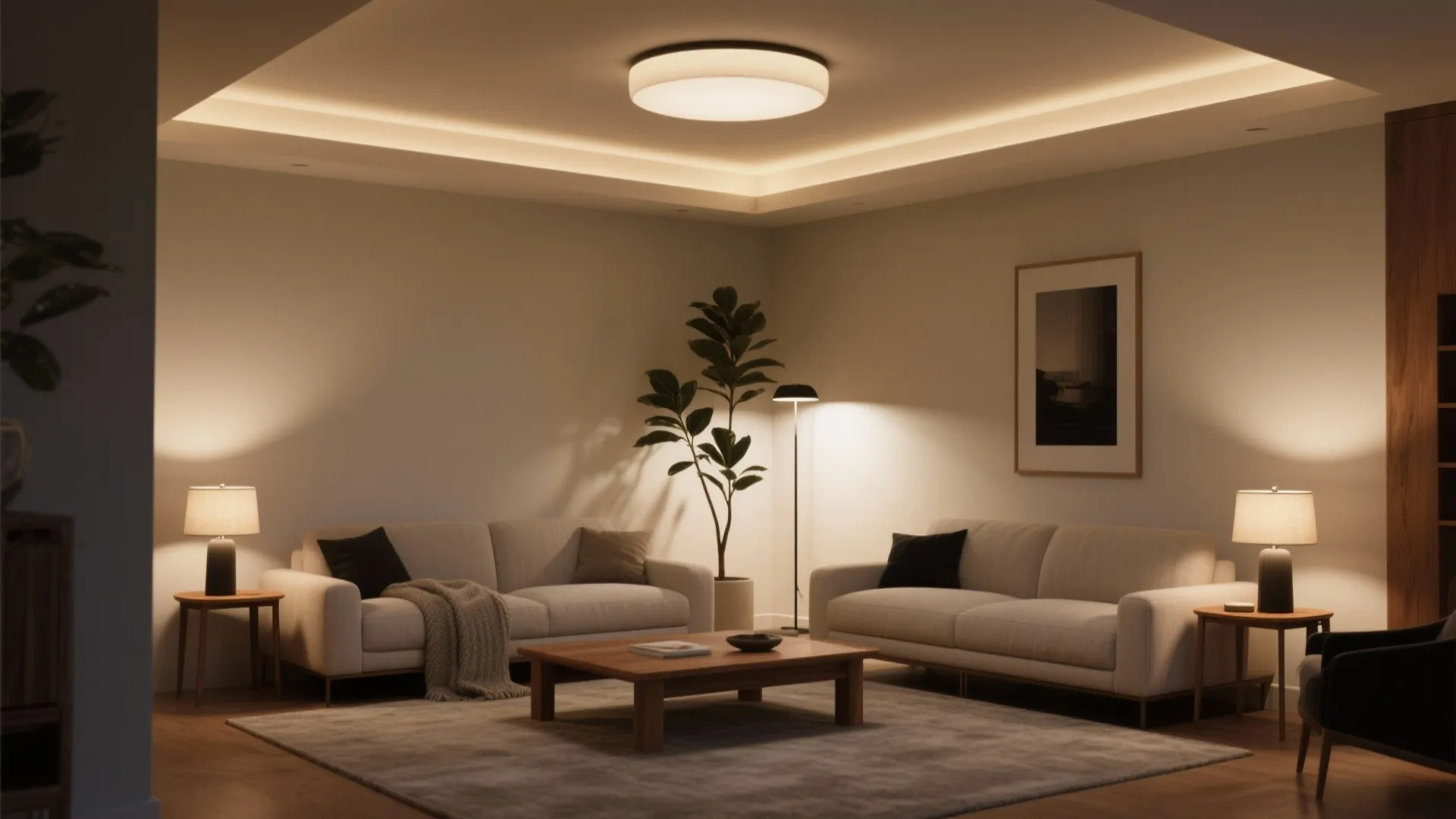 Layered lighting and vertical emphasis