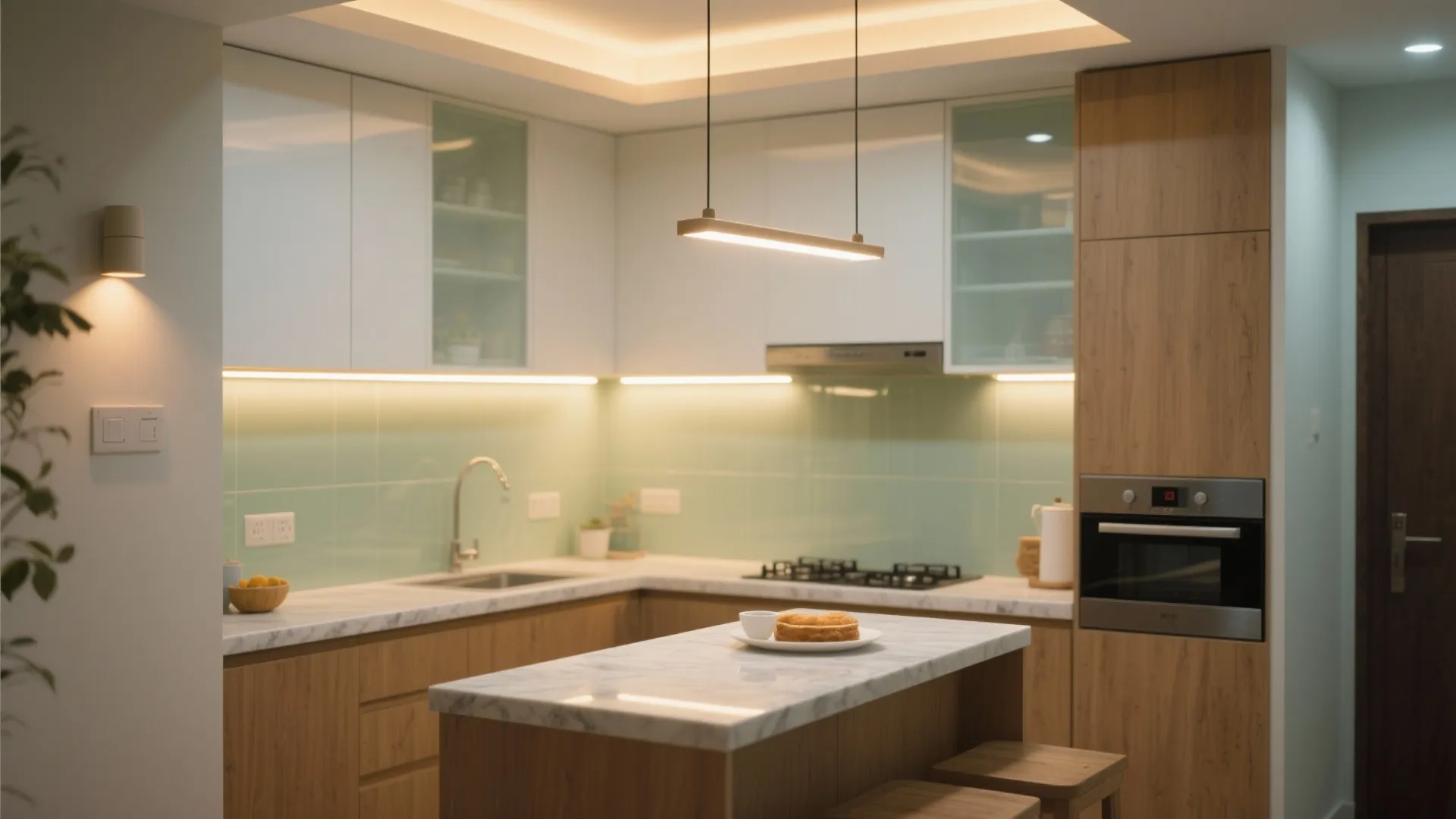 3) Layered lighting + reflective surfaces for monsoon gloom