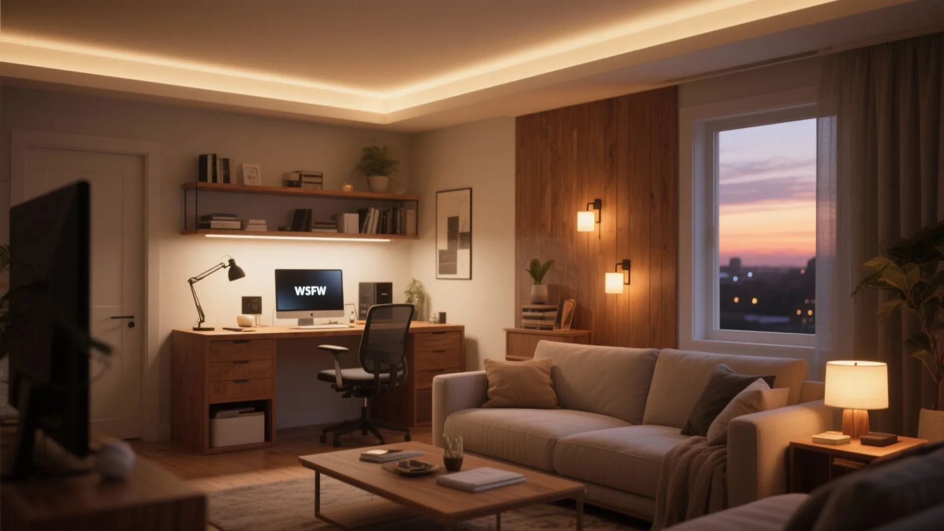 Layered lighting that balances work and wind-down