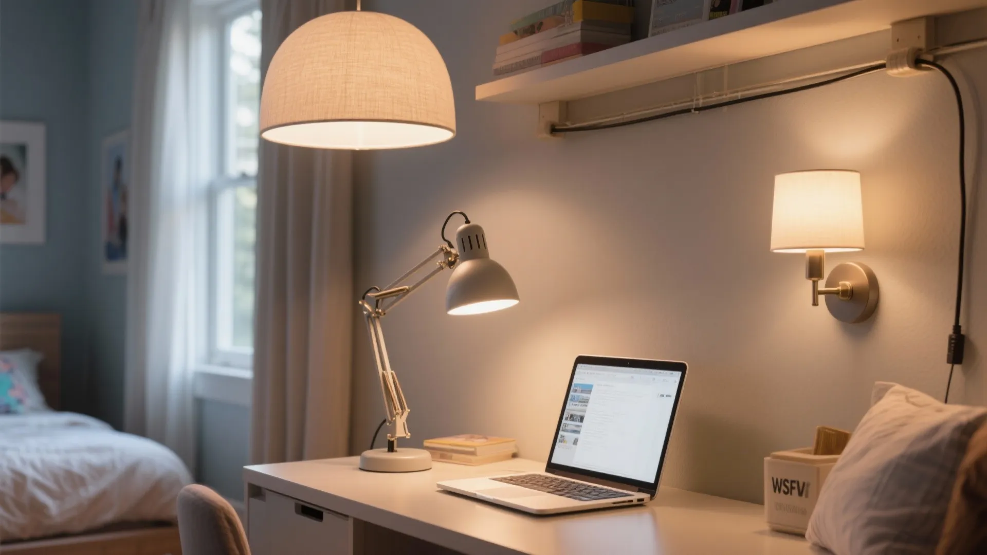 Layered Lighting That Supports Study and Sleep