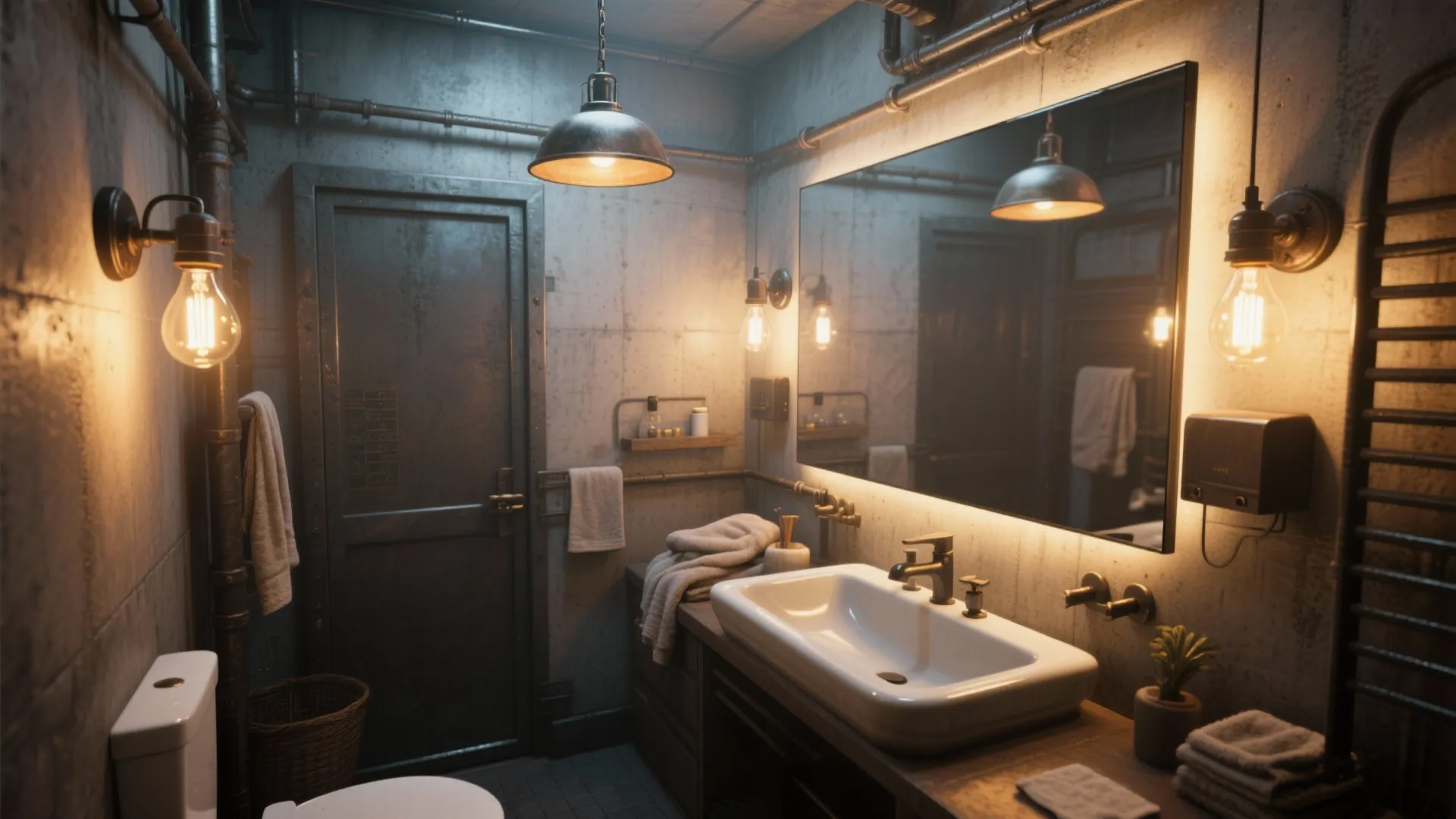 5. Layer lighting and oversized mirrors