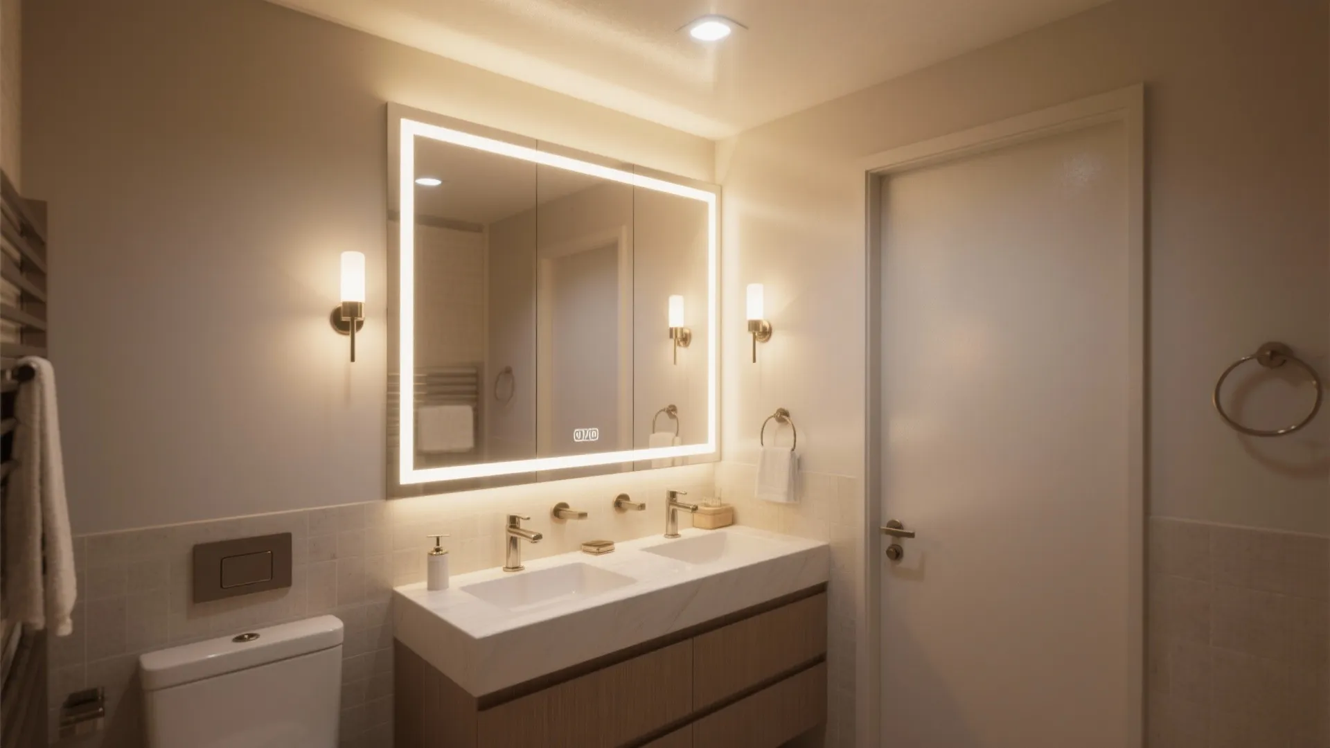 5. Layered Lighting and Mirrors