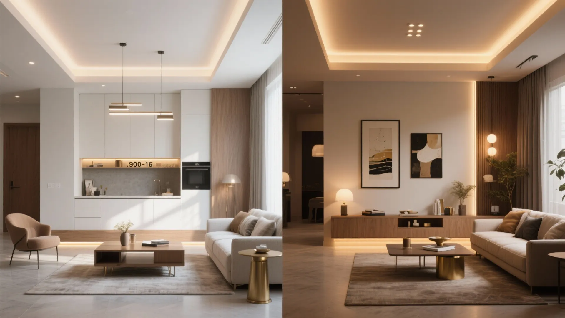 Layered, smart lighting that enlarges rooms