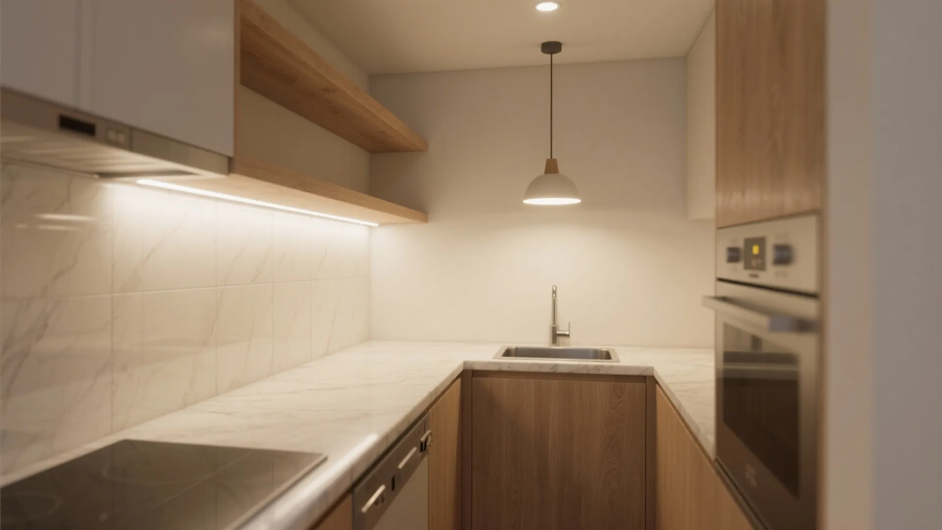 Layered Lighting and Reflective Finishes