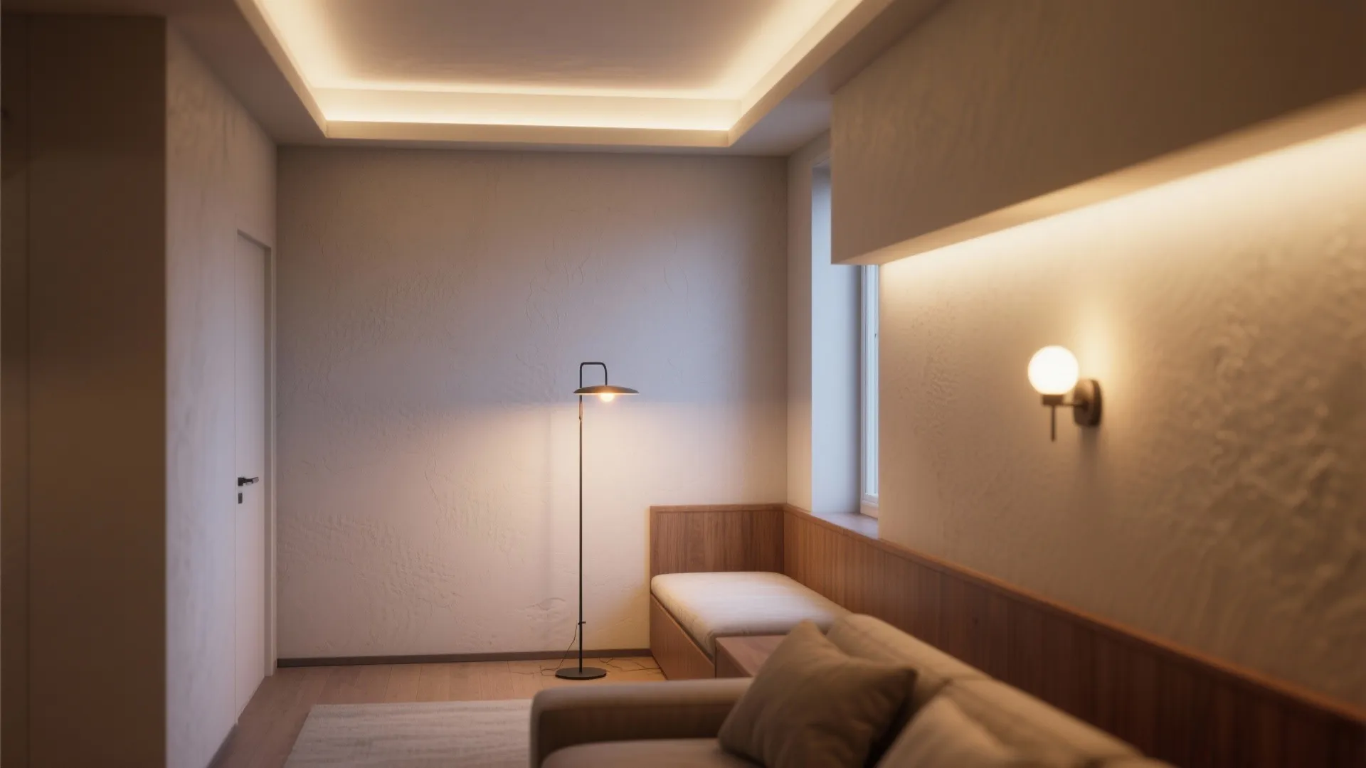1. Layered lighting to expand the space