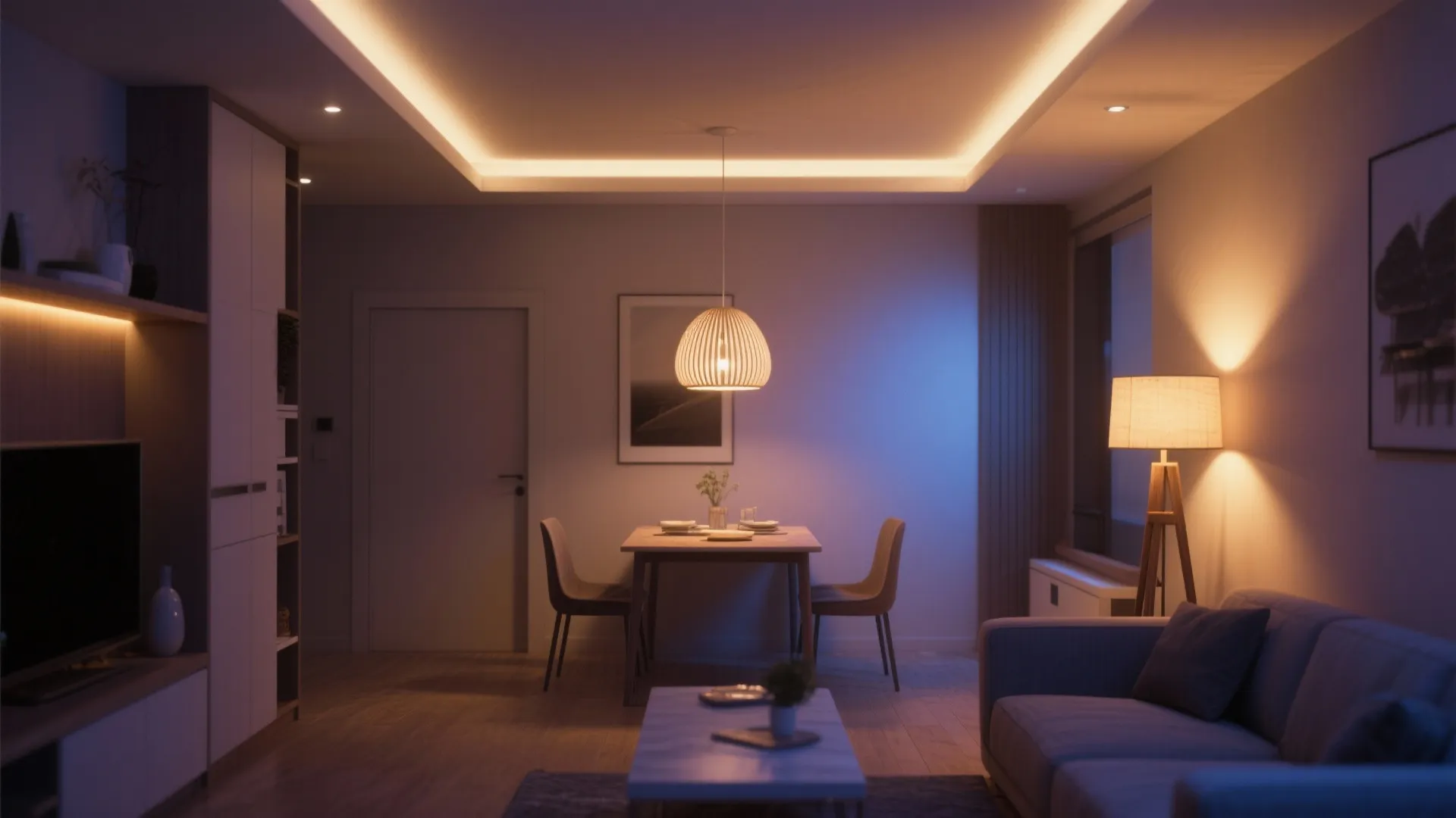 3. Layered lighting to enlarge the space
