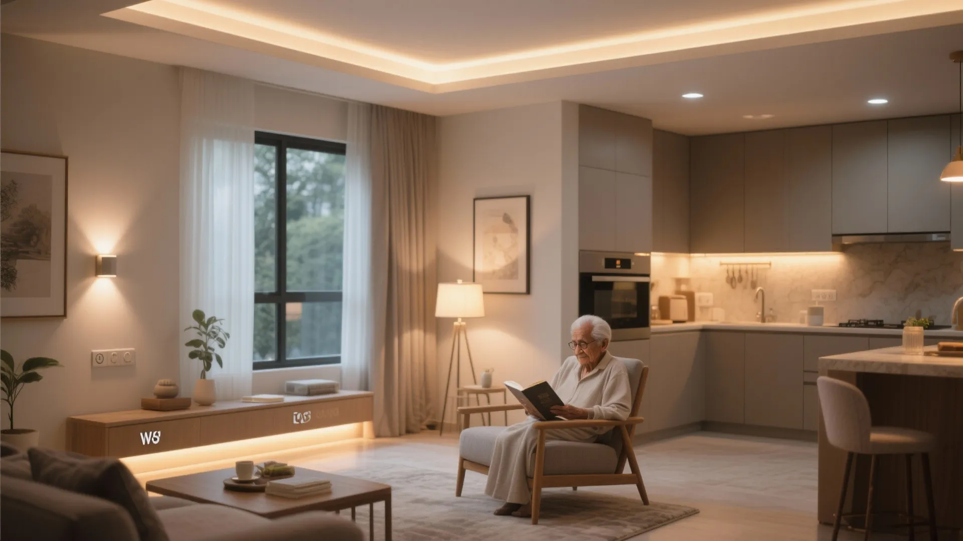 Well-lit, glare-free layered lighting