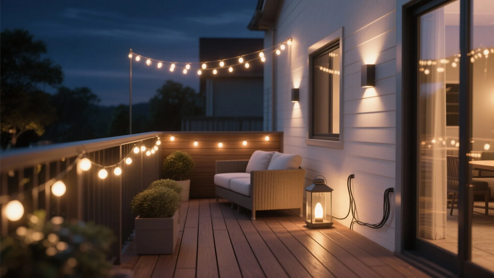 Layered outdoor lighting for mood and safety