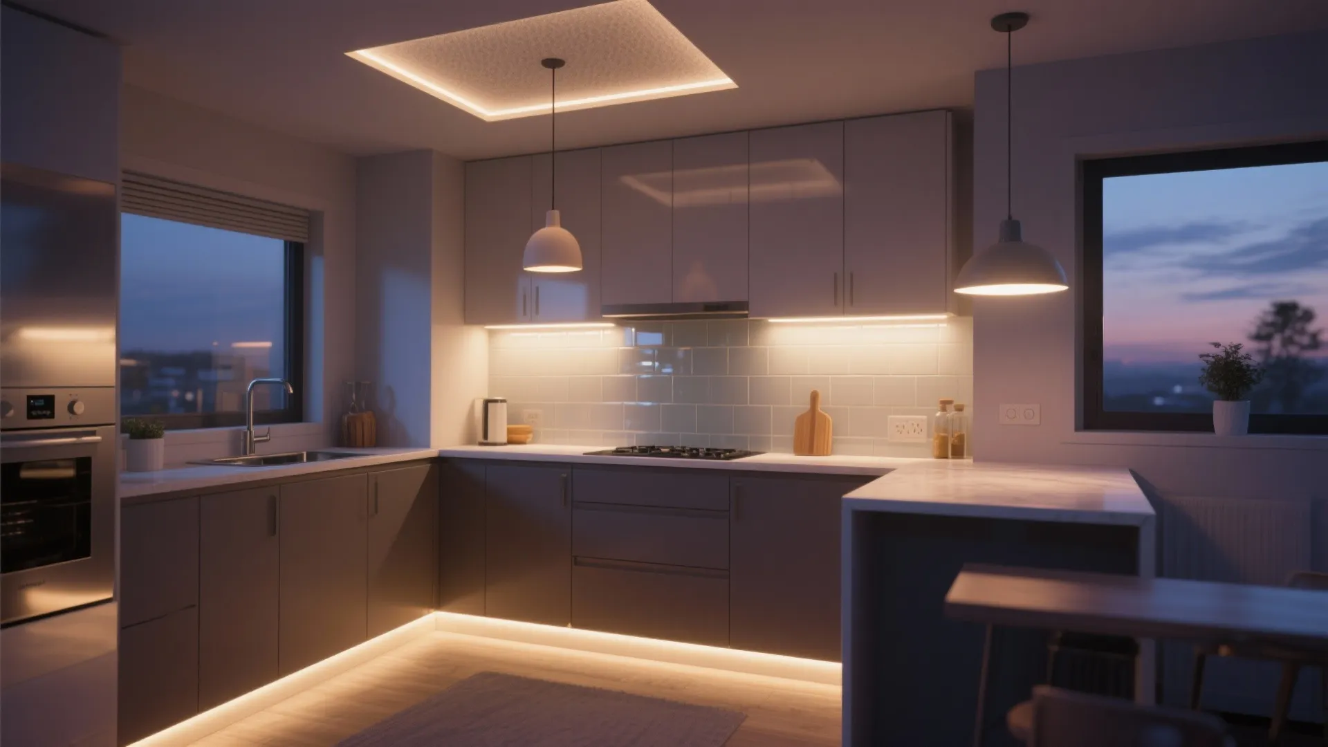 Layered lighting for task and glow