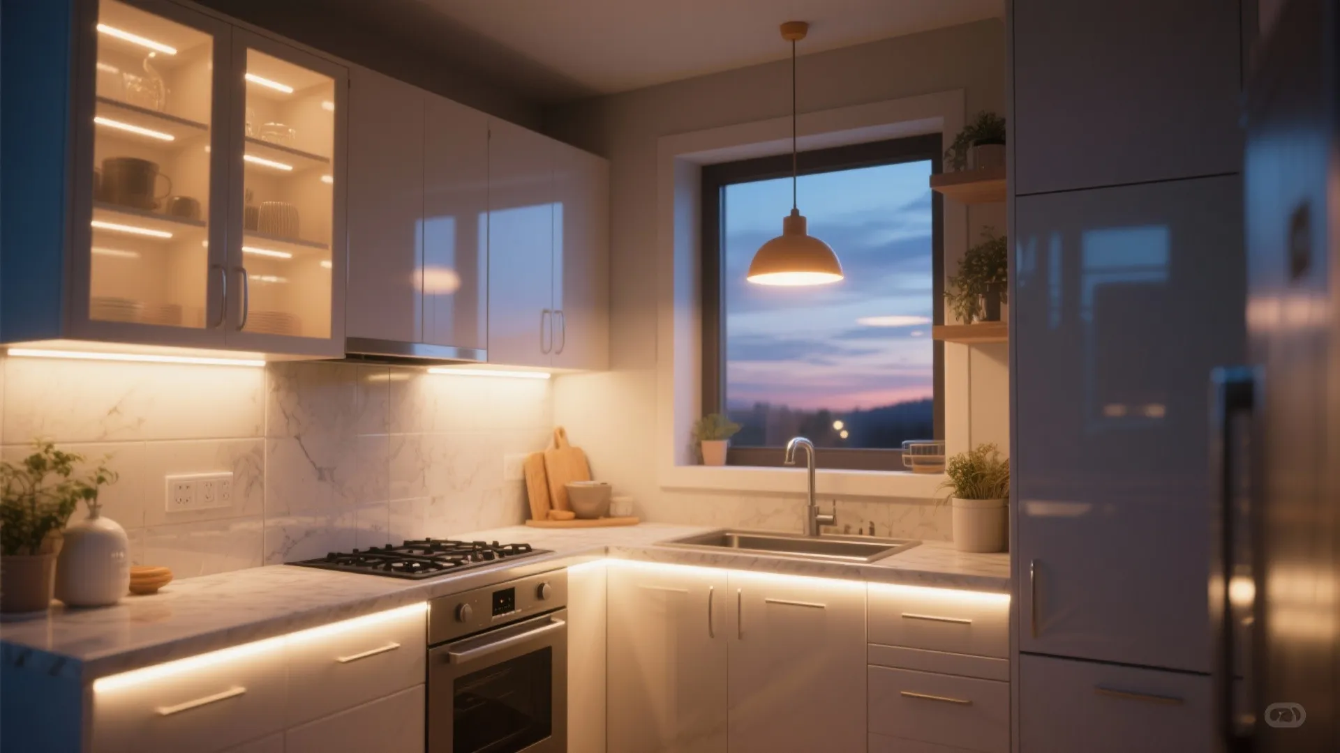 5. Light, reflective finishes and layered lighting